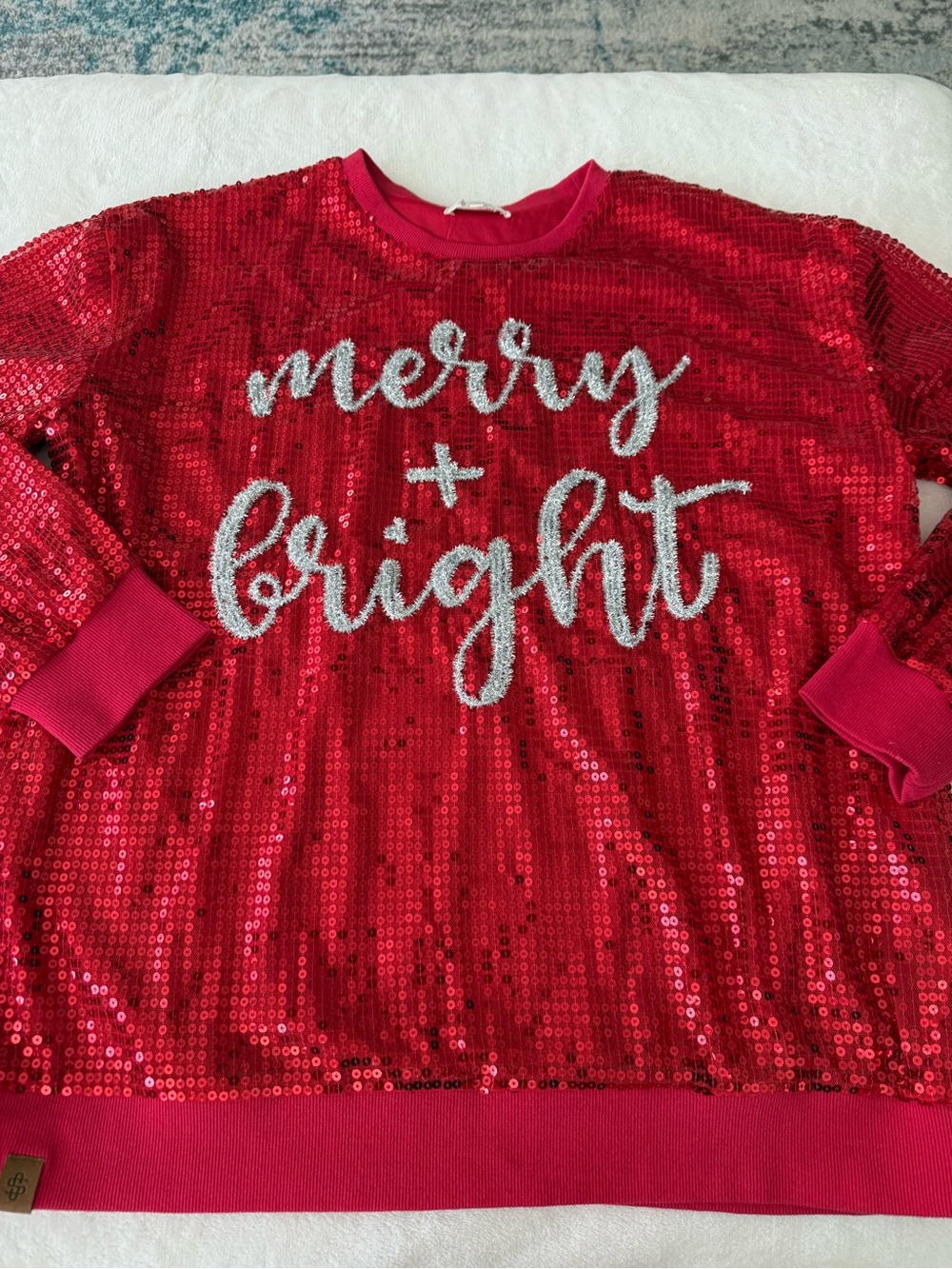 Simply Southern Sequin Sweater- Merry & Bright Fun & Festive Sz Large D90